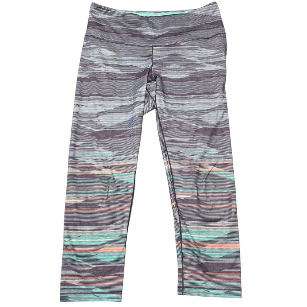 Prana Printed Capri Leggings Womens Small Gray Multi Striped Yoga Pants